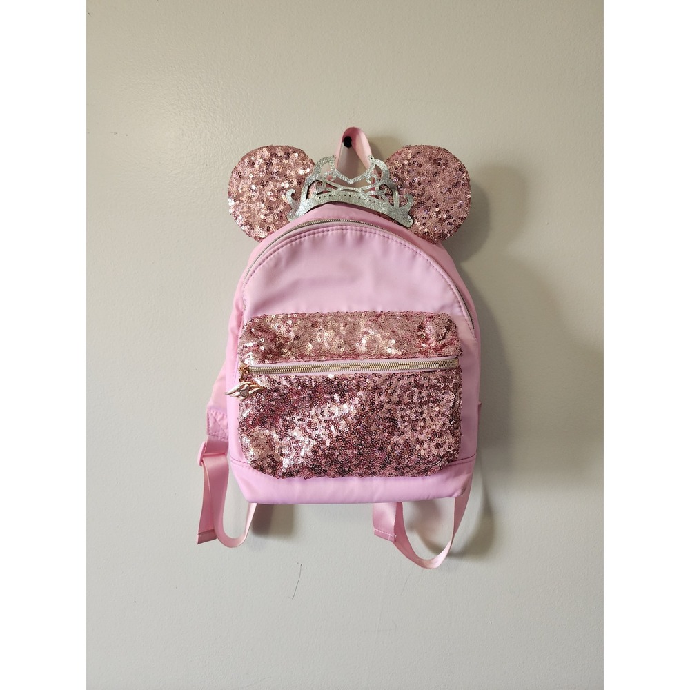 Disney Cruise Line Bibbidi Bobbidi Boutique Pink Sequin Tiara Mini Backpack